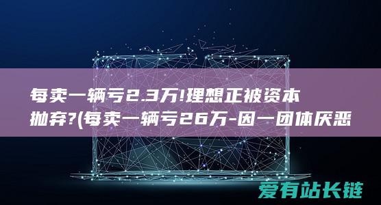 每卖一辆亏2.3万!理想正被资本抛弃? (每卖一辆亏26万-因一团体厌恶一个品牌-七年半巨亏630亿)