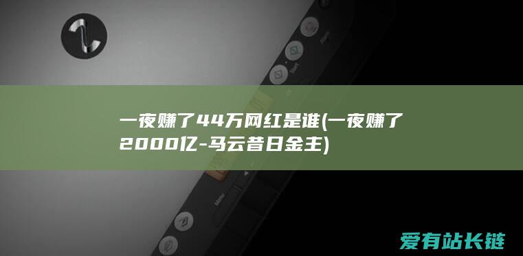 一夜赚了44万网红是谁 (一夜赚了2000亿-马云昔日金主)