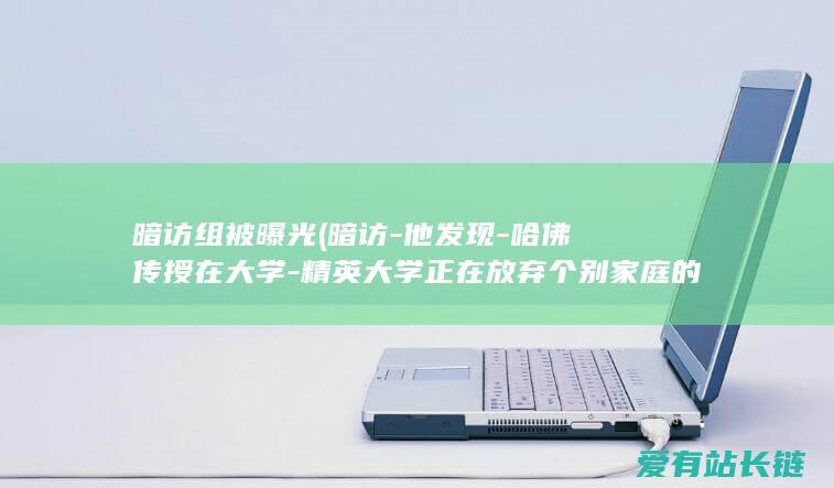 暗访组被曝光 (暗访-他发现-哈佛传授在大学-精英大学正在放弃个别家庭的孩子...-3年后)